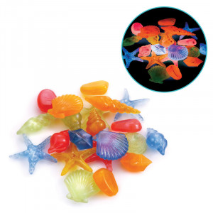 Ракушки светящиеся пластиковые, разноцветные, (сетка 100шт)